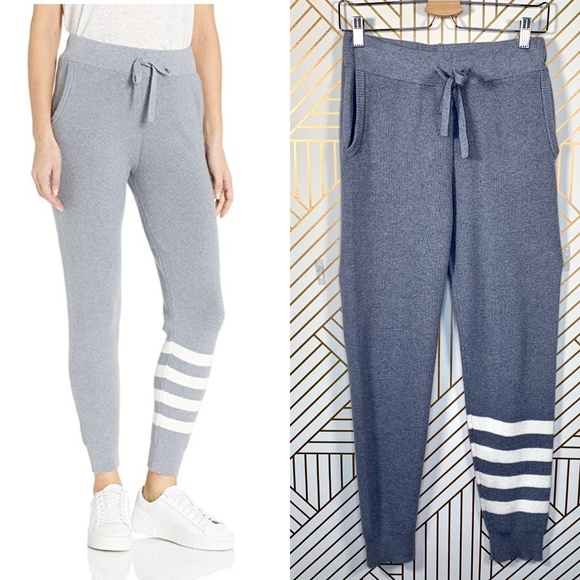 Monrow Pants - Monrow Sporty Sweatpant Stripe Joggers Cashmere